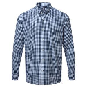 Premier Mens Maxton Check Long Sleeve Shirt / Navy/White